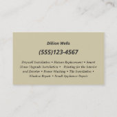 Carte De Visite Construction Patriotique Handyman Bois de charpent (Dos)