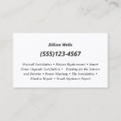 Carte De Visite Construction patriotique Handyman Carpenter (Dos)