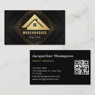 Carte De Visite Construction personnalisée Black Gold Accueil Bâti