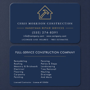 Carte De Visite Construction personnalisée & homme à tout faire bl