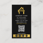 Carte De Visite Construction personnalisée Noir Or Luxe Constructi (Dos)