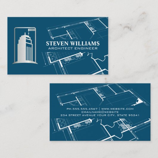 Carte De Visite Construction | Plan d'architecture (Devant / Derrière)