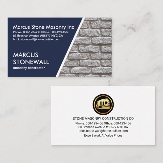 Carte De Visite Construction professionnelle de calques de briques (Devant / Derrière)