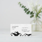 Carte De Visite Construction Professionnelle de Toitures Noir & Bl (Debout devant)