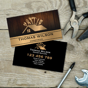 Carte De Visite Construction professionnelle Handman Carpenter Woo