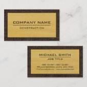 Carte De Visite Construction professionnelle Moderne Bois d'or #2 (Devant / Derrière)