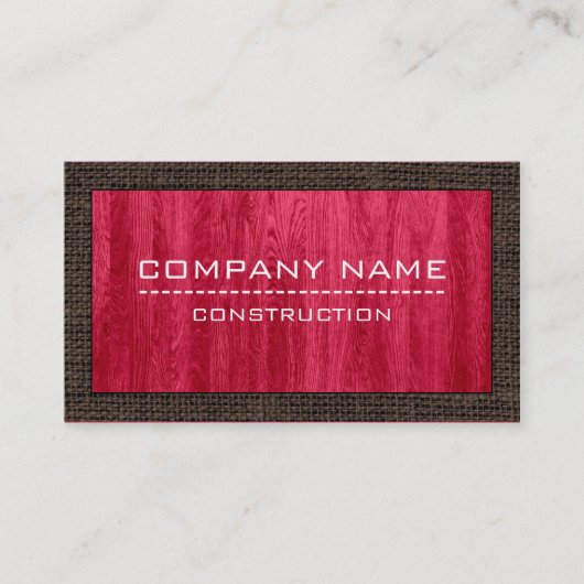 Carte De Visite Construction professionnelle moderne bois rouge #4 (Devant)