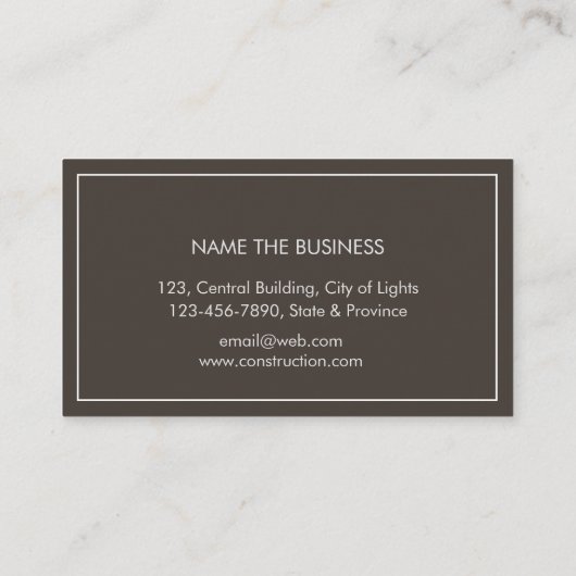 Carte De Visite Construction Professionnelle Moderne Constructeur  (Dos)