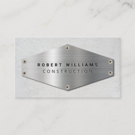 Carte De Visite Construction QR Code Metallic Silver Concrete (Devant)
