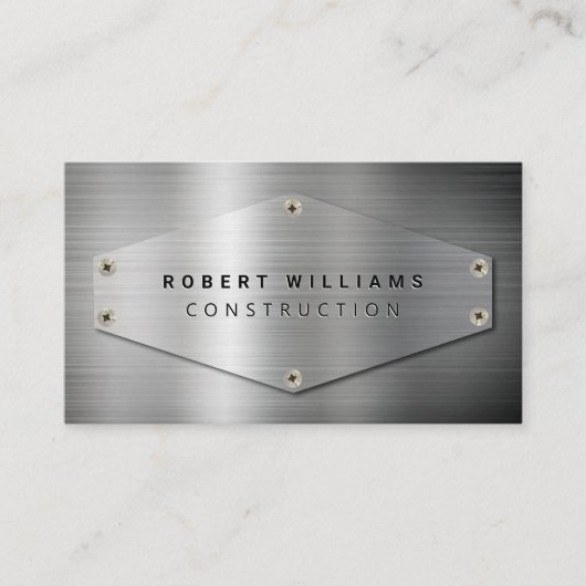 Carte De Visite Construction QR Code Metallic Silver Metal (Devant)