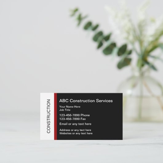 Carte De Visite Construction rouge et noire (Debout devant)