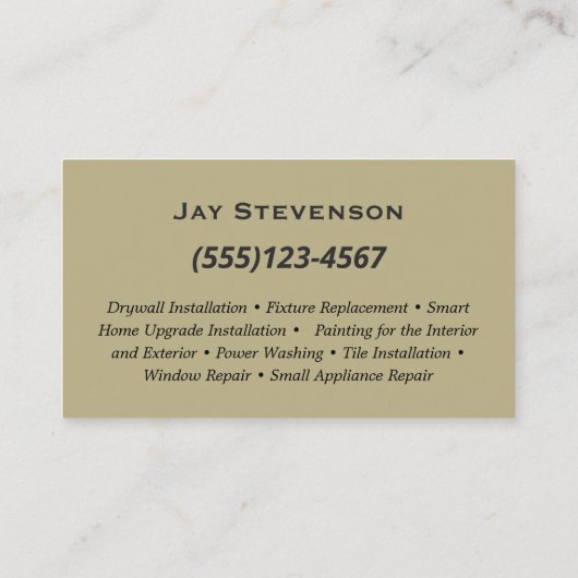 Carte De Visite Construction rustique menuiserie menuiserie bois f (Dos)