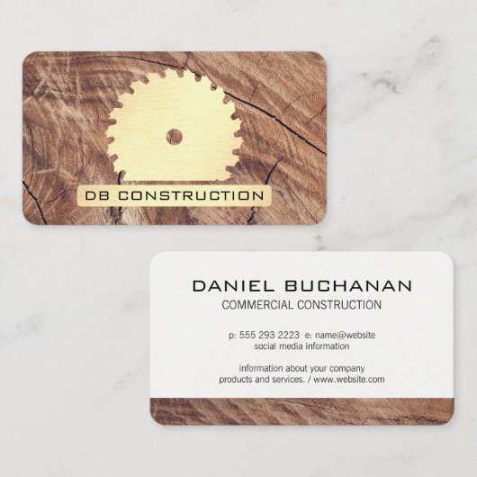 Carte De Visite Construction / Scie et bois (Devant / Derrière)