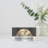 Carte De Visite Construction | scie | Icône Marteaux grillés métal (Debout devant)