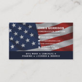 Carte De Visite Construction Services Patriotic Professional (Devant)