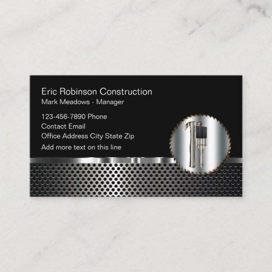 Carte De Visite Construction Silver Look brillant Construction (Devant)