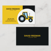 Carte De Visite Construction simple de tracteurs jaunes et noirs (Devant / Derrière)