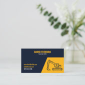 Carte De Visite Construction simple d'excavateur jaune et bleu (Debout devant)
