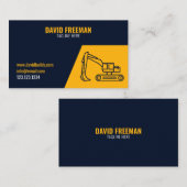 Carte De Visite Construction simple d'excavateur jaune et bleu (Devant / Derrière)