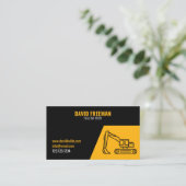 Carte De Visite Construction simple d'excavateur jaune et noir (Debout devant)