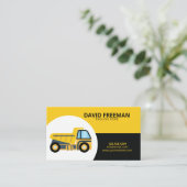 Carte De Visite Construction simple d'un camion à vidange jaune et (Debout devant)