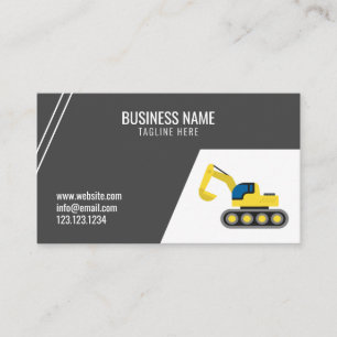 Carte De Visite Construction simple gris foncé Construction Excava