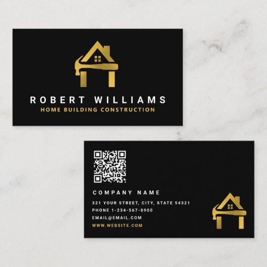 Carte De Visite Construction sur mesure Black Gold Construction de (Devant / Derrière)
