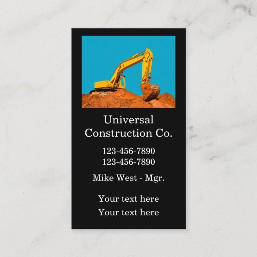 Carte De Visite Construction Terrassement Excavation (Devant)