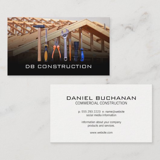 Carte De Visite Construction Tools | Work Site (Devant / Derrière)