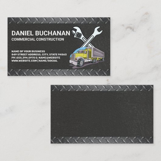 Carte De Visite Construction Tools | Work Truck (Devant / Derrière)