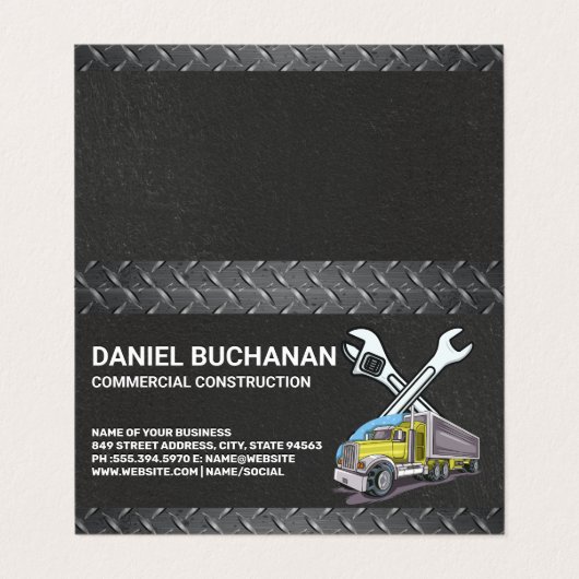 Carte De Visite Construction Tools | Work Truck (Extérieur déplié)