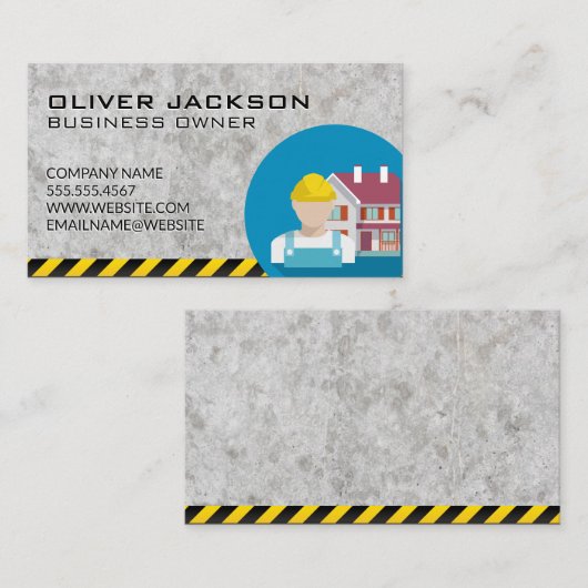 Carte De Visite Construction | Travailleur | Home Builder (Devant / Derrière)