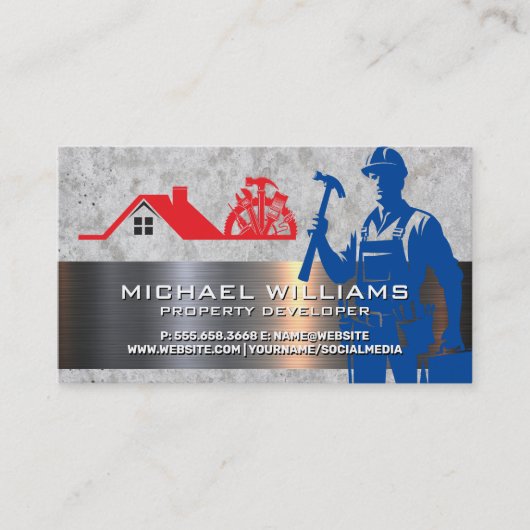 Carte De Visite Construction | Travailleur manuel | Rénovation de (Devant)