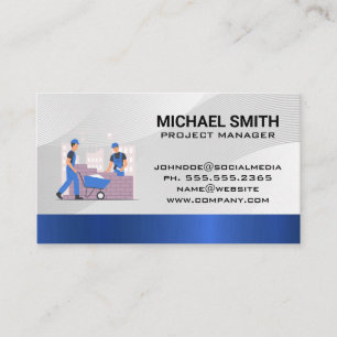Carte De Visite Construction Travailleur qualifié Col bleu