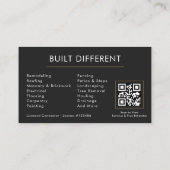 Carte De Visite Construction unique moderne Black Gold QR Code (Dos)