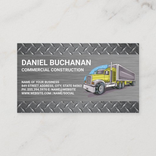 Carte De Visite Construction Vehicle | Big Rig Truck | Driver (Devant)