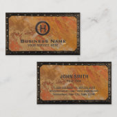 Carte De Visite Construction Vintage Monogramme Bronze Cuivre  (Devant / Derrière)