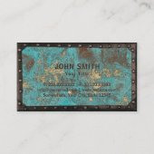 Carte De Visite Construction Vintage Monogramme Cuivre Turquoise (Dos)