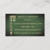 Carte De Visite Construction vintage Olive Green Rustic Architect (Dos)