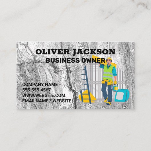 Carte De Visite Construction Worker | Builder Site (Devant)