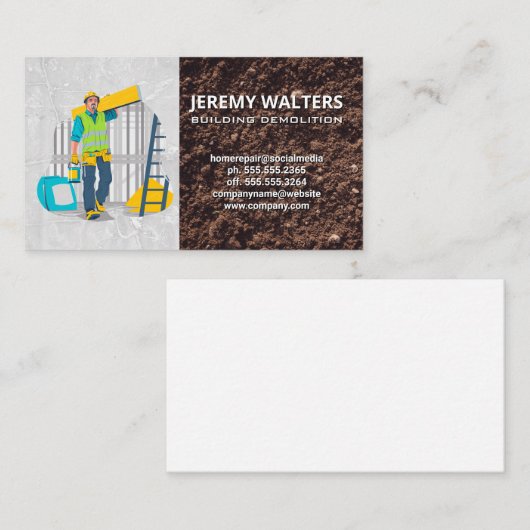 Carte De Visite Construction Worker Hauling Materials (Devant / Derrière)