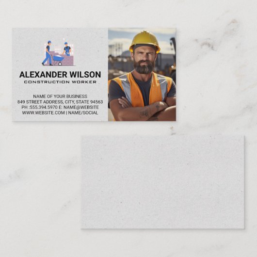 Carte De Visite Construction Worker | Home Builders (Devant / Derrière)