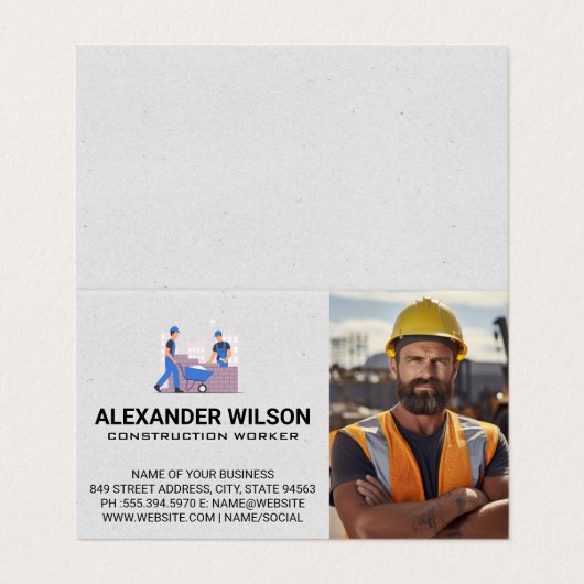 Carte De Visite Construction Worker | Home Builders (Extérieur déplié)