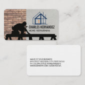 Carte De Visite Construction Worker on Roof | General Contractor (Devant / Derrière)