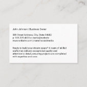 Carte De Visite Construction Worker | Tools | Brick Wall (Dos)