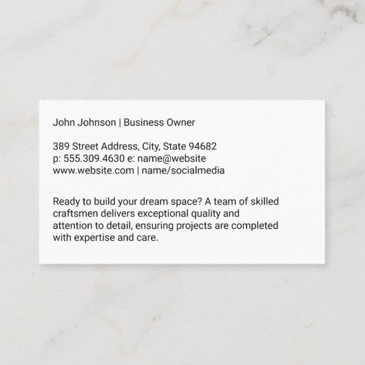 Carte De Visite Construction Worker | Tools | Brick Wall (Dos)