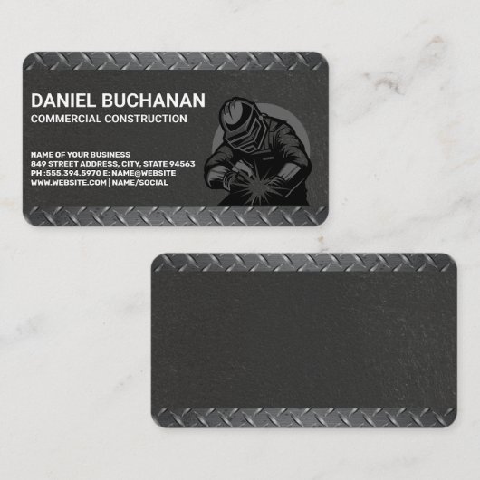 Carte De Visite Construction Worker Welding | Builder Properties (Devant / Derrière)