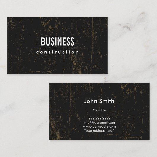 Carte De Visite Constructions foncées de Grunge Professionnel (Devant / Derrière)