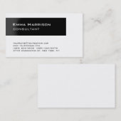 Carte De Visite Consultant à la mode de style noir blanc (Devant / Derrière)