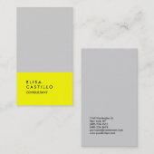 Carte De Visite Consultant à la mode simple en gris jaune clair (Devant / Derrière)